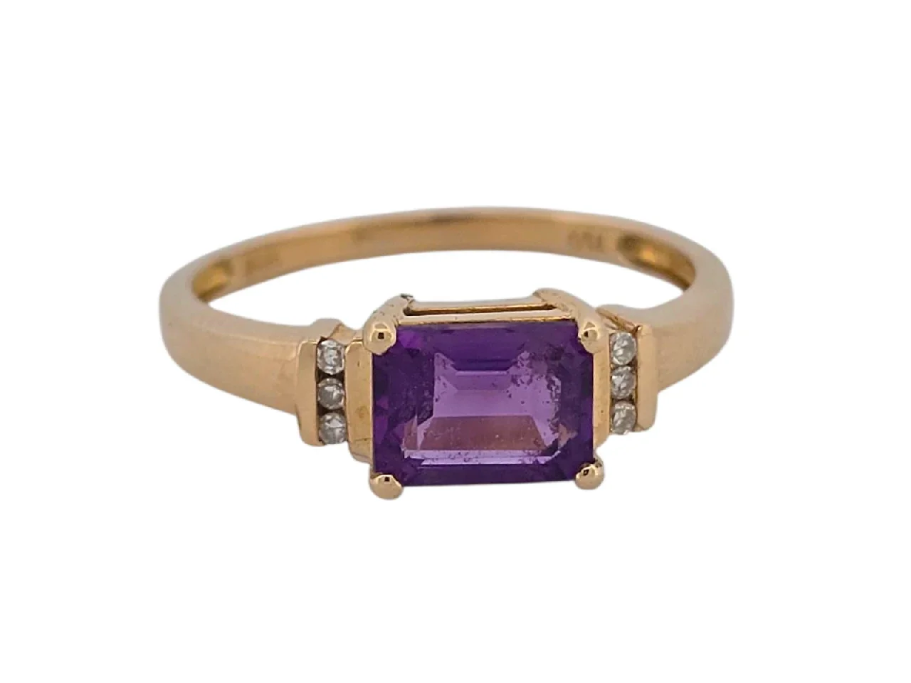 18K diamant ring med ametist  3,3 gram