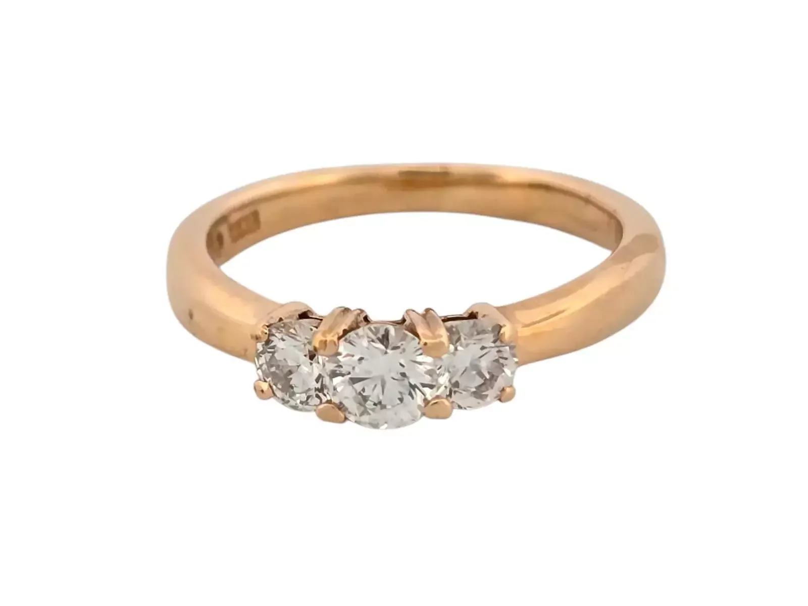 18k Trestenring naturlig diamant 3.7g 0,70ct i Wsi