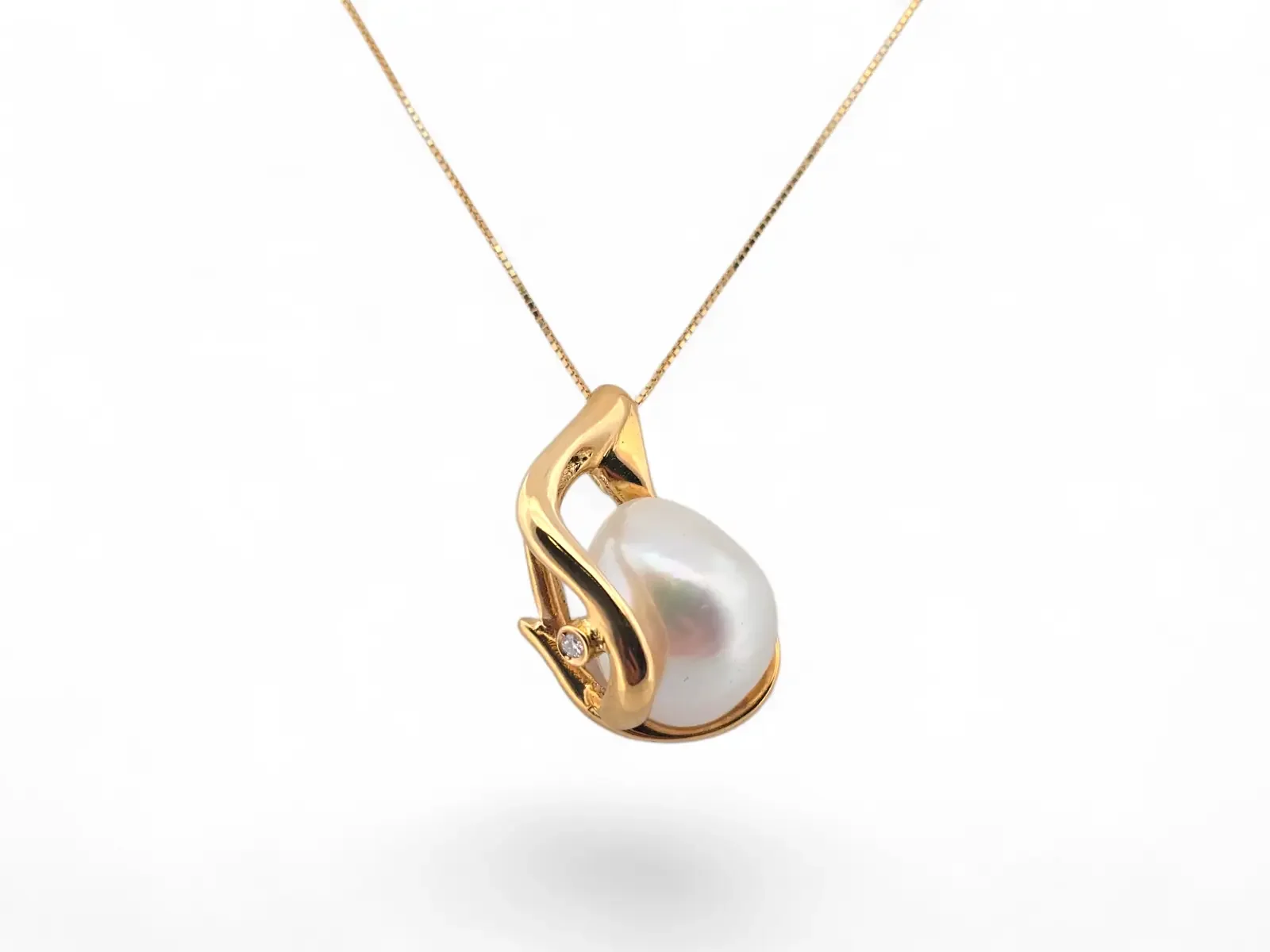 18K Diamant halsband med pärla